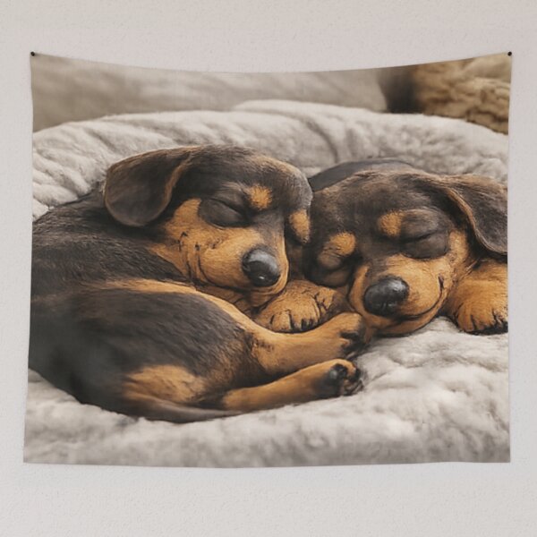 Item preview, Dachshund Napping – Peaceful Sleeping Puppy Pair Art designed and sold by OneMoments.