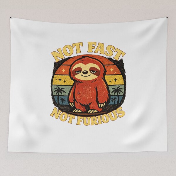 Item preview, Not Fast Not Furious Cute Sloth Retro Vintage Funny Slow Life T-Shirt designed and sold by Wild Shirt Studio.