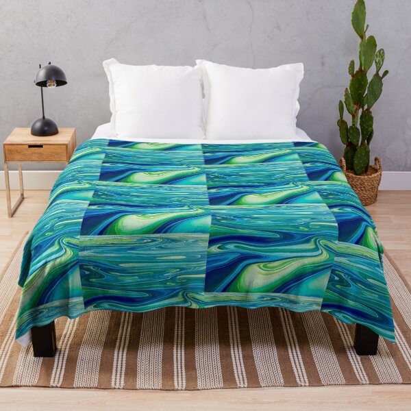 Item preview, Abstract Ocean Wave Flow Art | Blue Green Fluid Acrylic Pattern designed and sold by Snapystyle.