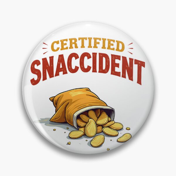 Item preview, Certified Snaccident – Funny Snack Lover Quote with Spilled Chips | Food Humor Sticker & T‑Shirt Design designed and sold by Nene's design.