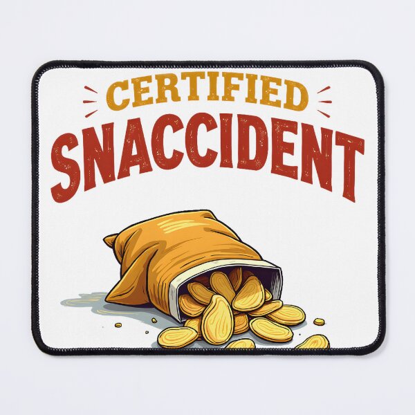 Item preview, Certified Snaccident – Funny Snack Lover Quote with Spilled Chips | Food Humor Sticker & T‑Shirt Design designed and sold by Nene's design.