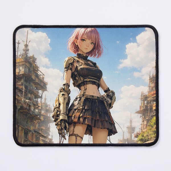 Item preview, Cyberpunk Pink-Haired Mech Girl in Ruins designed and sold by SangPrints.
