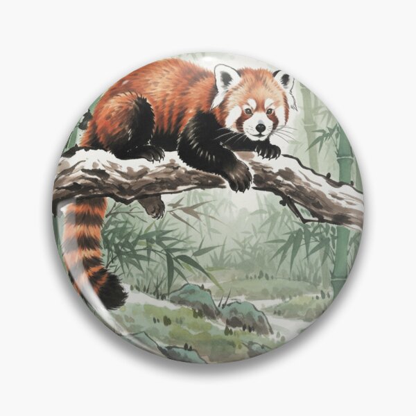 Item preview, Red Panda in Bamboo Forest - Cute Asian Ink Art designed and sold by Animal Xeno Circus.