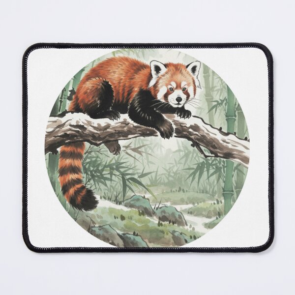 Item preview, Red Panda in Bamboo Forest - Cute Asian Ink Art designed and sold by Animal Xeno Circus.