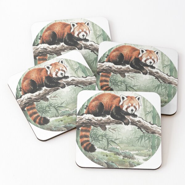 Item preview, Red Panda in Bamboo Forest - Cute Asian Ink Art designed and sold by Animal Xeno Circus.