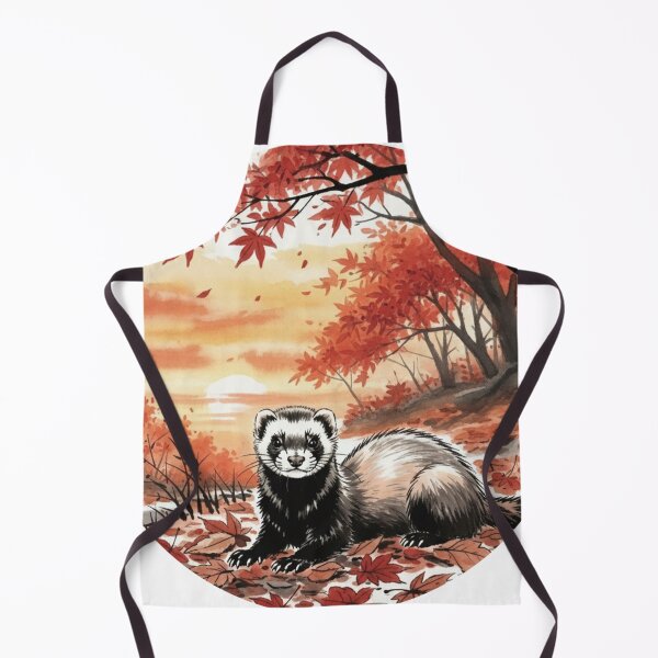 Item preview, Autumn Ferret - Cozy Fall Leaves and Sunset designed and sold by Animal Xeno Circus.