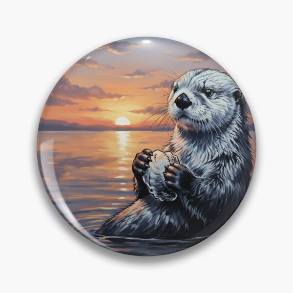 Item preview, Sea Otter at Sunset - Adorable Wildlife Art designed and sold by Animal Xeno Circus.