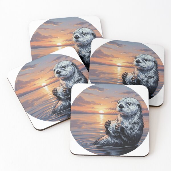 Item preview, Sea Otter at Sunset - Adorable Wildlife Art designed and sold by Animal Xeno Circus.