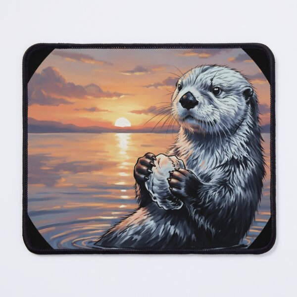 Item preview, Sea Otter at Sunset - Adorable Wildlife Art designed and sold by Animal Xeno Circus.