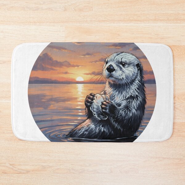 Item preview, Sea Otter at Sunset - Adorable Wildlife Art designed and sold by Animal Xeno Circus.