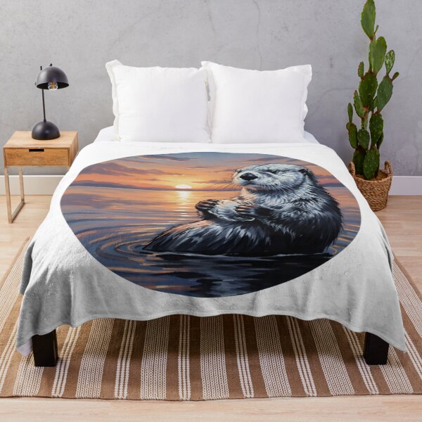 Item preview, Sea Otter at Sunset - Adorable Wildlife Art designed and sold by Animal Xeno Circus.