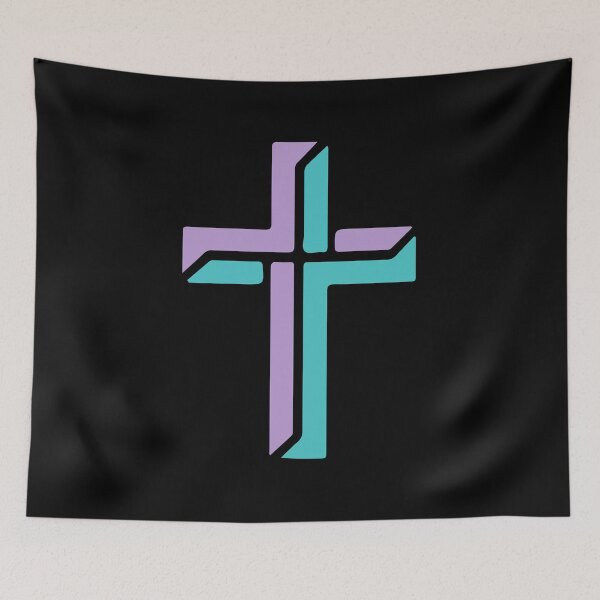 Item preview, Modern Christian Cross Art – Purple Teal Minimalist Faith Symbol – Religious  designed and sold by stylishdzign.