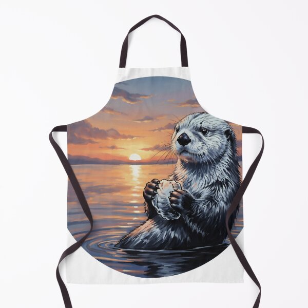 Item preview, Sea Otter at Sunset - Adorable Wildlife Art designed and sold by Animal Xeno Circus.