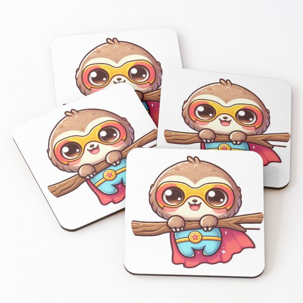 Item preview, Cute Sloth in Superhero Cape – Kawaii Cartoon Animal Illustration designed and sold by TwinklePallete.