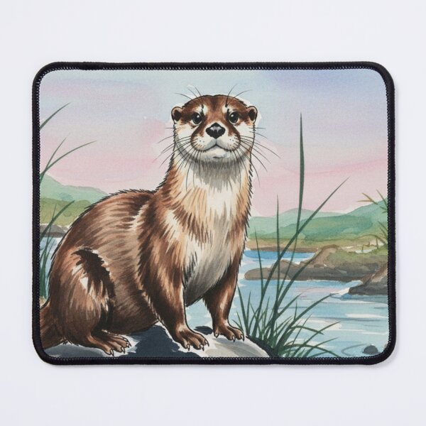 Item preview, River Whisperer - Adorable Otter Watercolor designed and sold by Animal Xeno Circus.