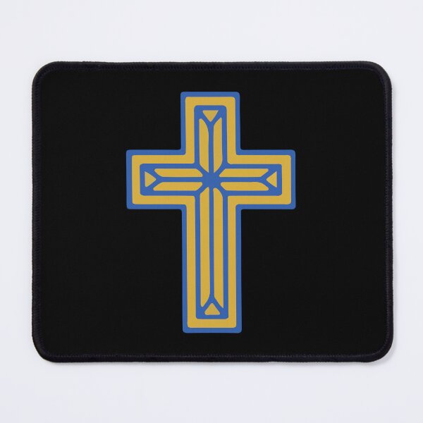Item preview, Blue and Gold Christian Cross Art – Modern Religious Symbol – Faith designed and sold by stylishdzign.