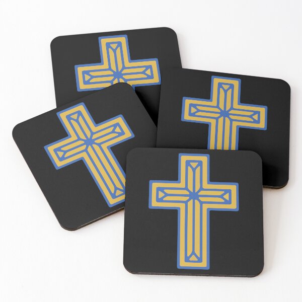 Item preview, Blue and Gold Christian Cross Art – Modern Religious Symbol – Faith  designed and sold by stylishdzign.
