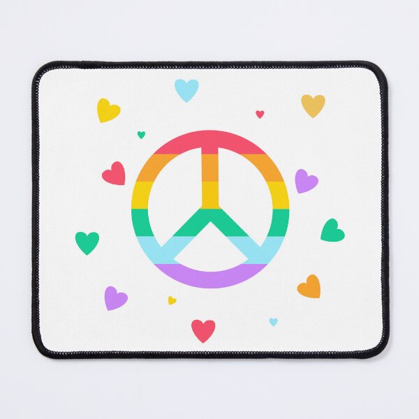 Item preview, Vibrant Rainbow Peace Sign with Floating Hearts Aesthetic designed and sold by risingrocket.