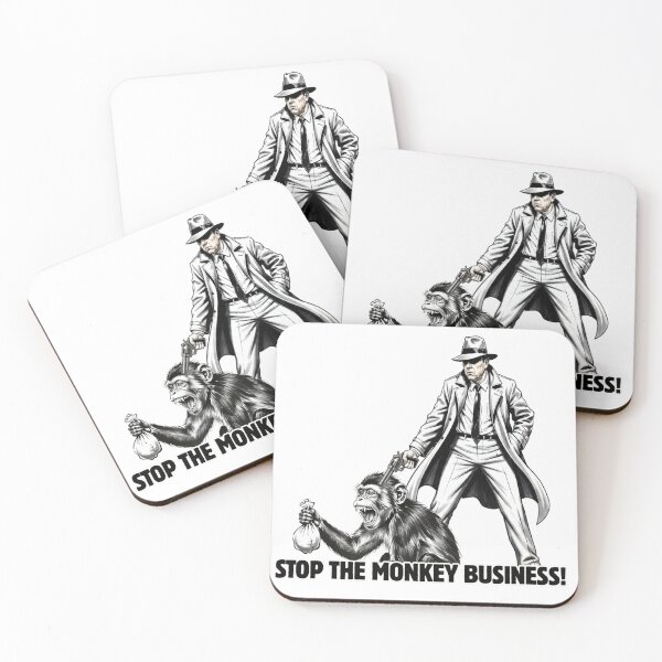 Item preview, STOP THE MONKEY BUSINESS! - Funny Gangster Monkey designed and sold by Animal Xeno Circus.