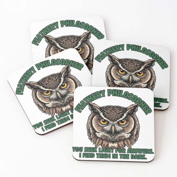 Item preview, Feathery Philosopher - Cool Owl Quote in the Dark designed and sold by Animal Xeno Circus.