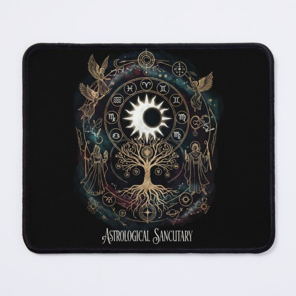 Item preview, Dark Zodiac Sanctuary • Black and Gold Vintage Astrology Chart designed and sold by OddballObjects.