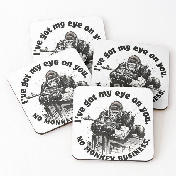 Item preview, NO MONKEY BUSINESS - Sniper Gorilla Warning designed and sold by Animal Xeno Circus.