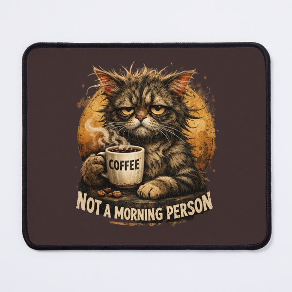 Item preview, tired cat with coffee cup designed and sold by Nasihasi.