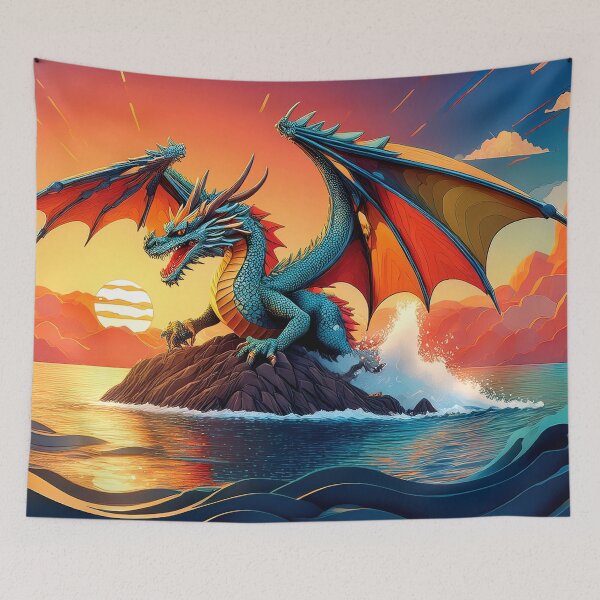 Item preview, Dragon Tapestry, duvet cover, throw blanket, shower curtain designed and sold by CharlottePlaceArt.