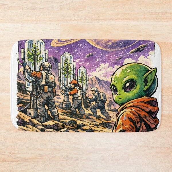 Item preview, We Landed We Lied We Called It Home Retro Sci-Fi Dystopian Space Colonization Poster - Dark Futurism Alien Planet Art by Vivaan Studio designed and sold by Vivaan Studio.