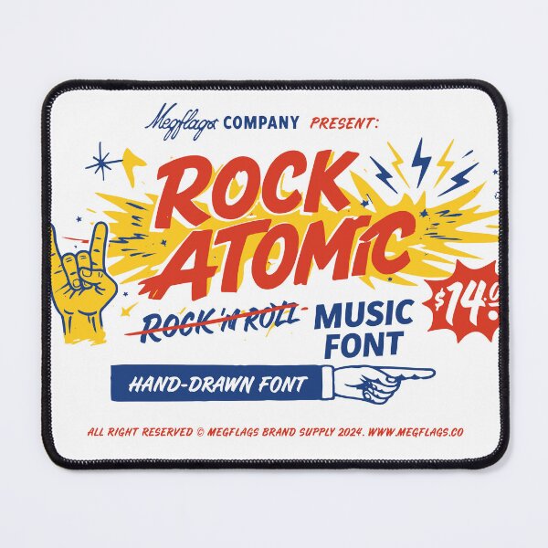 Item preview, Rock Atomic Hand-Drawn Music Typography designed and sold by Matinez Pink.