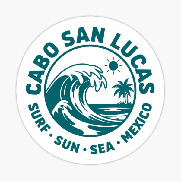 Cabo San Lucas Surf Sticker – Retro Wave Badge – Baja California Sur Mexico Sticker