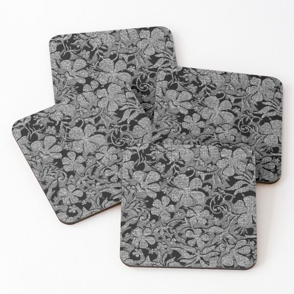 Item preview, Ornate Botanical Damask. Dark charcoal on mid-grey designed and sold by Alex  Blud.