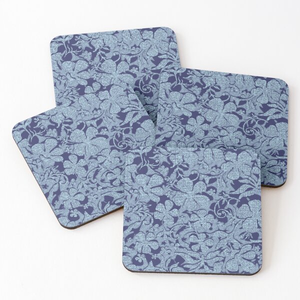 Item preview, Ornate Botanical Damask. Dusty navy blue tone-on-tone designed and sold by Alex  Blud.
