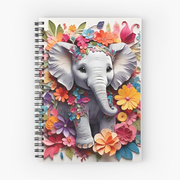 Aperçu de l'œuvre Illustration florale fantastique d'un adorable bébé éléphant créée et vendue par PrithviApparels.