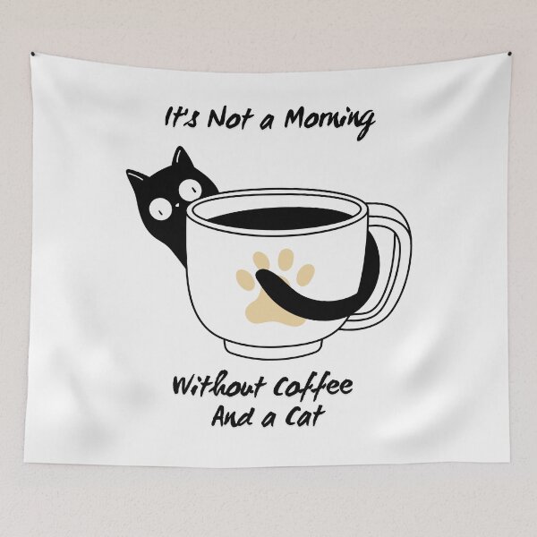 Item preview, It's Not a Morning Without Coffee And a Cat. designed and sold by Dinasshop.