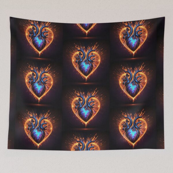Item preview, Neon Heart on Fire designed and sold by Dreamy Armine Art.