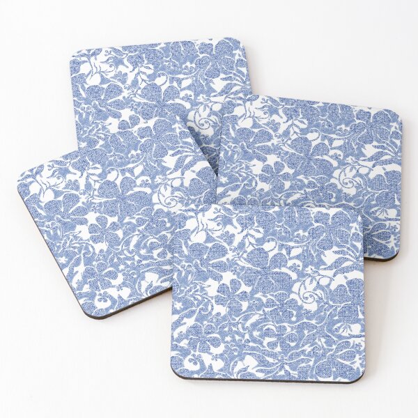 Item preview, Ornate Botanical Damask. Powder blue on white designed and sold by Alex  Blud.