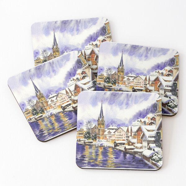 Item preview, Hallstatt, Austria watercolor painting designed and sold by Colibri77.