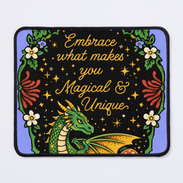 Item preview, Embrace Your Magical & Unique – Vintage Dragon Quote Art designed and sold by Matinez Pink.
