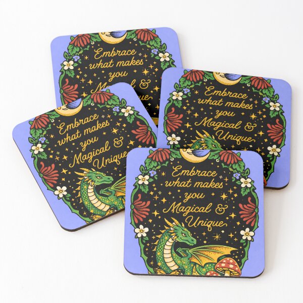 Item preview, Embrace Your Magical & Unique – Vintage Dragon Quote Art designed and sold by Matinez Pink.