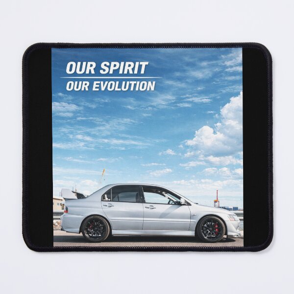 Item preview, Mitsubishi Evo 8 Apex Silver poster OUR SPIRIT OUR EVOLUTION designed and sold by TheMitsuGuy.