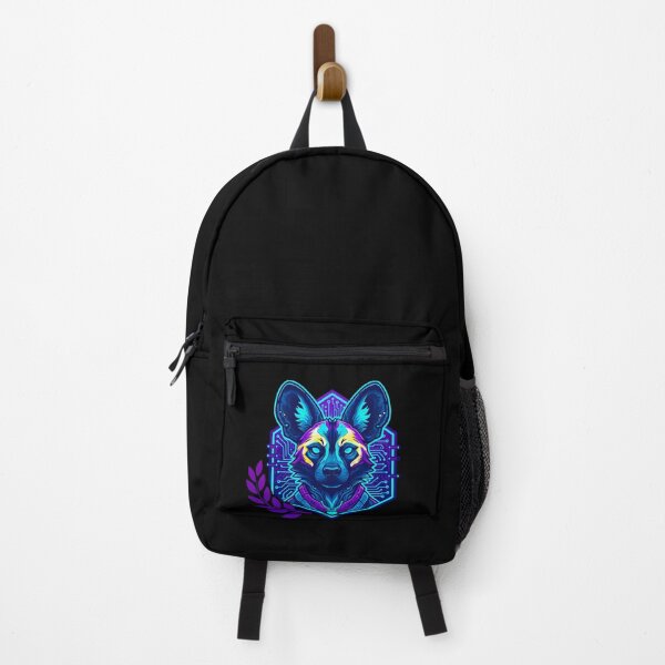 Item preview, Cyber Wild Dog Tech Art - Futuristic Neon Painted Dog Illustration designed and sold by AbulailArt.