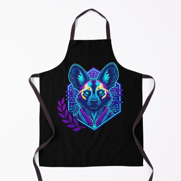 Item preview, Cyber Wild Dog Tech Art - Futuristic Neon Painted Dog Illustration designed and sold by AbulailArt.