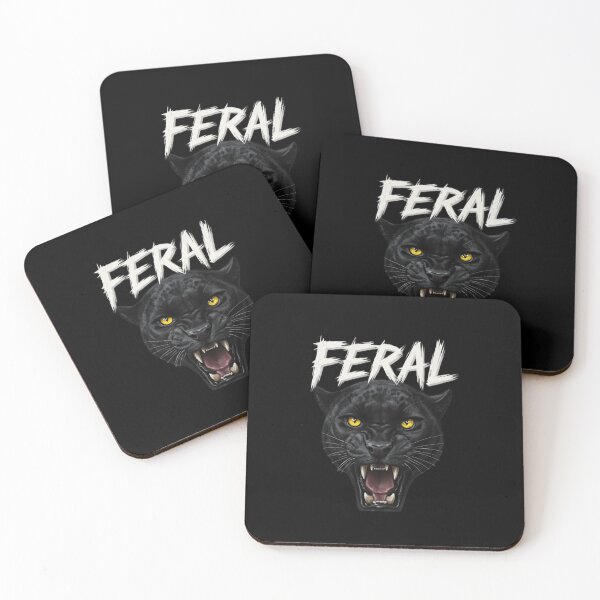 Item preview, Fierce Black Panther Face with Feral Text Art design designed and sold by Bizertart.