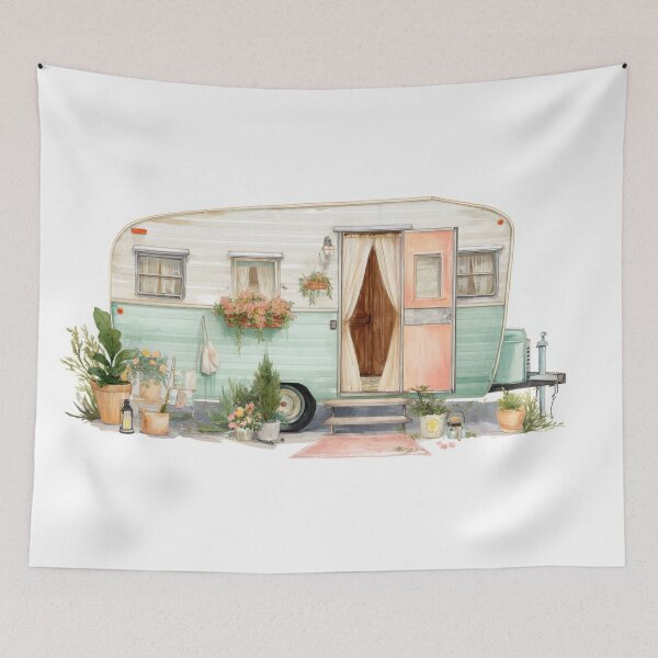 Item preview, Vintage camper design with plants designed and sold by anytka.