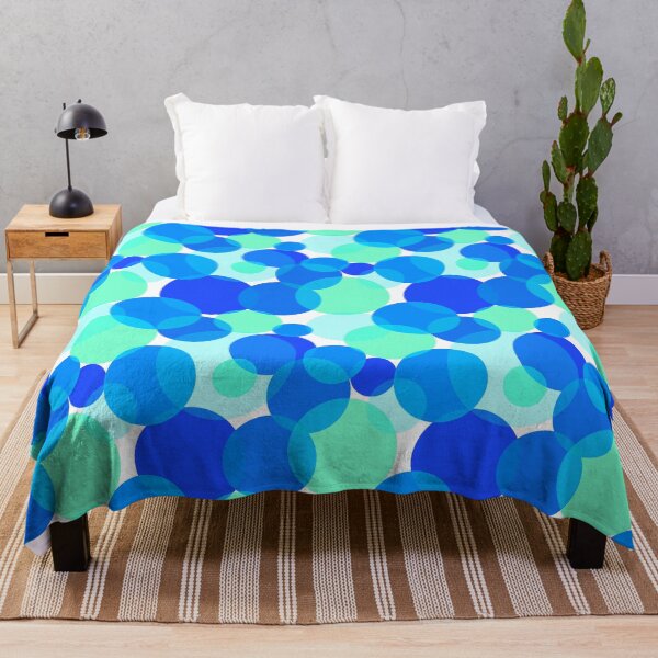Item preview, Overlapping Circles Abstract Geometric Mint Green Sea Blue Cobalt designed and sold by thecolorbirdie.
