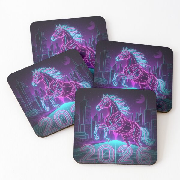 Item preview, 2026 Year of the Horse Neon | Retro Futuristic Horse Art designed and sold by RS-Globalist-.