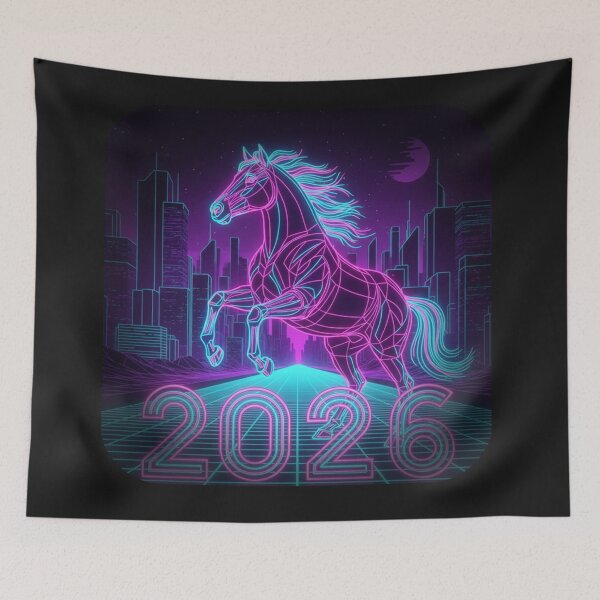 Item preview, 2026 Year of the Horse Neon | Retro Futuristic Horse Art designed and sold by RS-Globalist-.