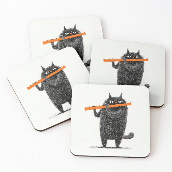 Item preview, Cat plays flute in creative design designed and sold by anytka.