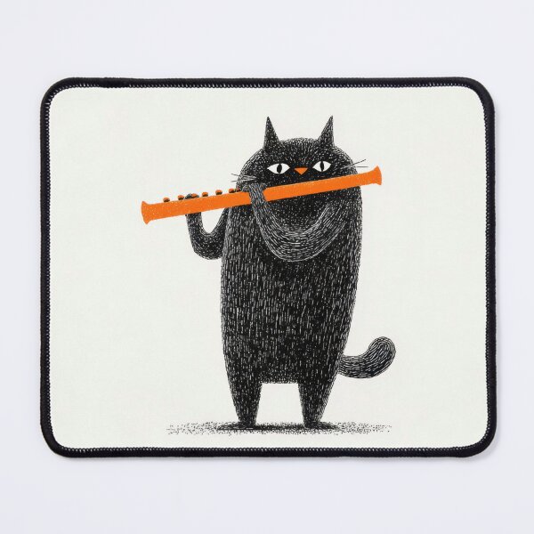 Item preview, Cat plays flute in creative design designed and sold by anytka.